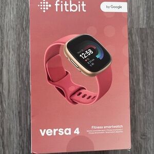 New! Fitbit Versa 4 Pink Sand Smartwatch with Advanced Fitness Features